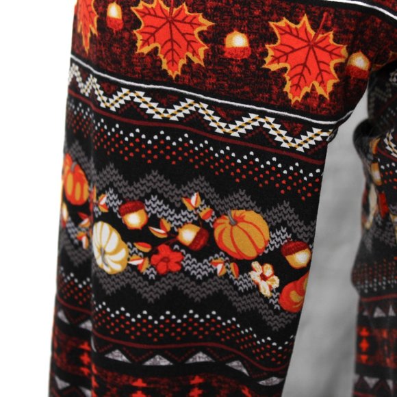 Autumn Fall Thanksgiving Pumpkin Leaf Leggings Size Large - Picture 6 of 7